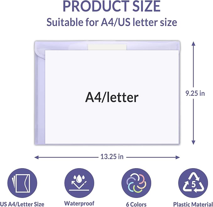 SUNEE 24 Pack Plastic Envelopes, Folders - Image 3
