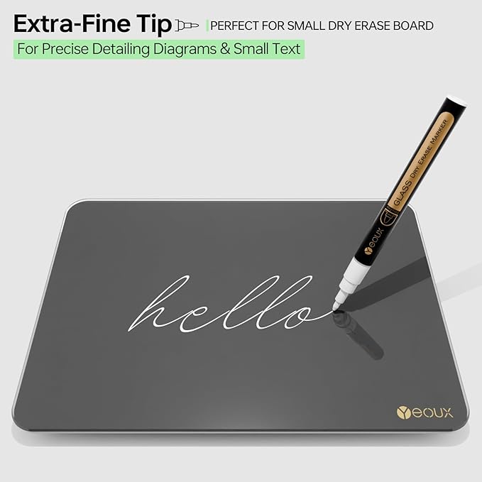 YEOUX Dry Erase Markers for Glass Board, 4 Pack | 1mm Ultra-Fine Tip, Easy Wipe - Image 3