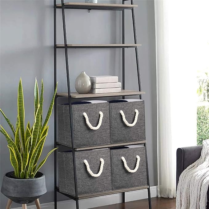 Gray Foldable Polyester Fabric Storage Bins Cube Organizers,10.5x10.5x11inch,for Organizing The Clutter In The Home or Office,Set of 4,Q-ST-59-4-DeskLoop Office