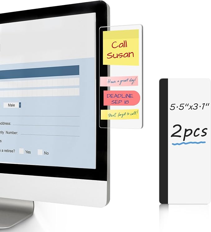 DOLLAR BOSS 2 Pcs 5.5" x 3.1" Transparent Acrylic Monitor Memo Board | Office by DOLLARBOSS