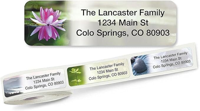 Zen-Themed Spiritual Rolled Personalized Return Address Mailing Labels by ColorfulImages