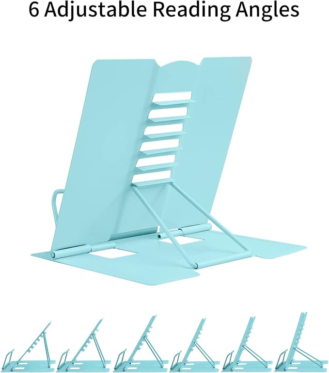 MSDADA Desk Book Stand Metal Reading Rest Book Holder Adjustable Cookbook - Image 4