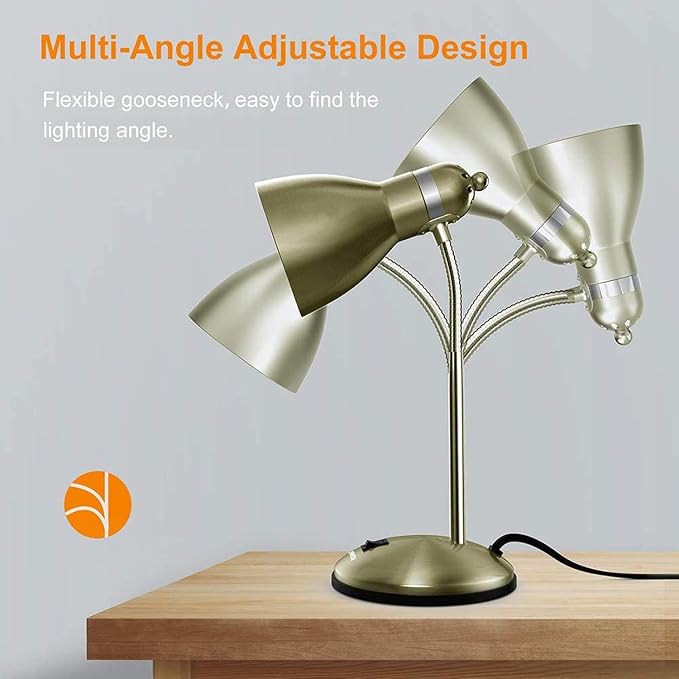 LEPOWER Metal Desk Lamp, Adjustable Goose Neck Table Lamp, Eye-Caring Study - Image 5