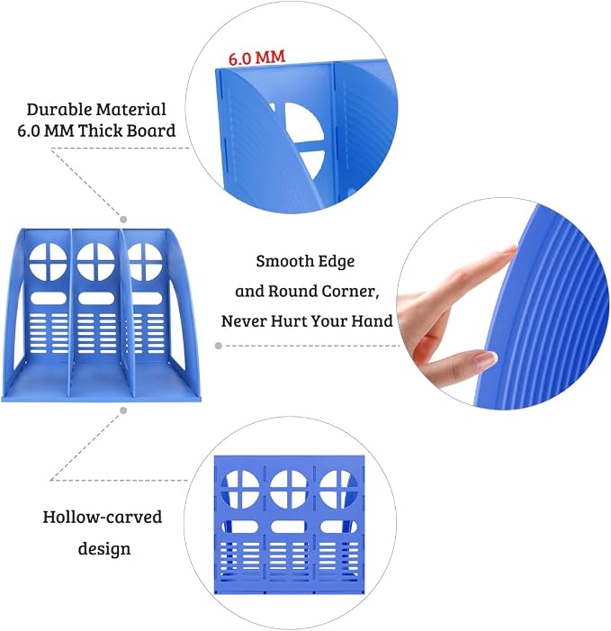 SAYEEC Magazine File Holder Desk Binder Holder Plastic File Sorter Folder - Image 3