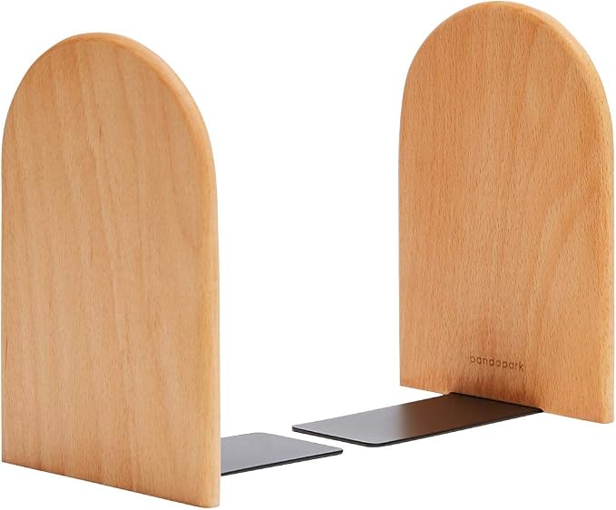 Pandapark Wood Bookends, Non-Skid Bookend by Pandapark