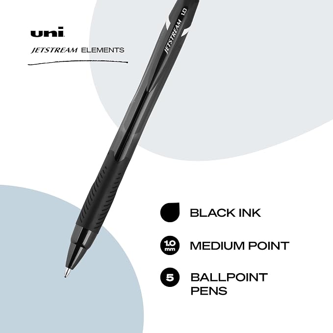uniball Jetstream Elements Ballpoint Pens, Medium Point, 5 Pack - Image 2
