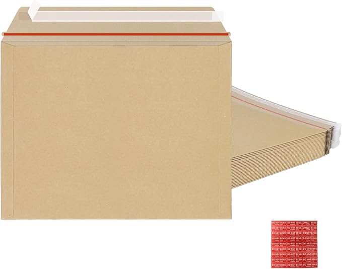 zmybcpack 25 Pack 10x13.5 inch Kraft Rigid Mailer Self Seal Photo Document by zmybcpack
