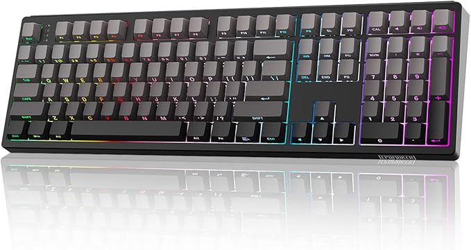 EPOMAKER TH108 Full Size Mechanical Keyboard, Wireless Gaming Keyboard, 8000mAh Battery, Creamy Gasket, 108 Keys, Hot Swap, Custom Driver, RGB Backlights (Black, Sea Salt Silent Switch)-DeskLoop Office