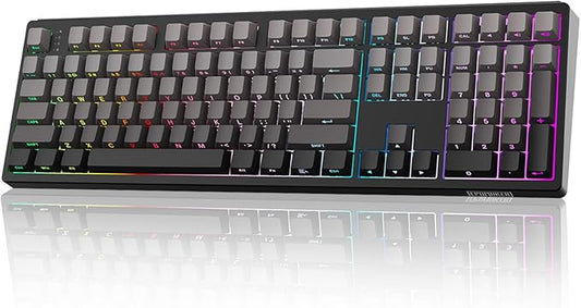 EPOMAKER TH108 Full Size Mechanical Keyboard, Wireless Gaming Keyboard, 8000mAh Battery, Creamy Gasket, 108 Keys, Hot Swap, Custom Driver, RGB Backlights (Black, Sea Salt Silent Switch)-DeskLoop Office