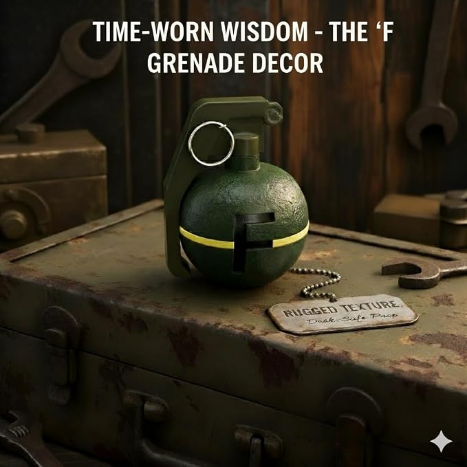 Initial Bomb Grenade Green Paperweight Humor Decor - Image 5