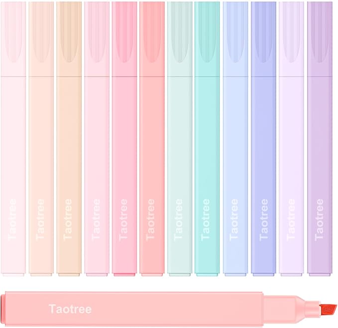 Taotree 12Pcs Aesthetic Cute Highlighters Assorted Colors, Back to School | by Taotree