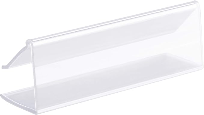 GlossyEnd Pack of 25 Clear Plastic Shelf Label Holder, Wood Shelf Sign and - Image 3