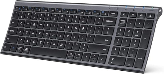 iClever BK10 Bluetooth Keyboard, Universal Bluetooth 5.1 Wireless Keyboard with Number Pad, Ergonomic Design, Multi-Device Compatibility, Stable Connection for Mac, iPad, iPhone, Android, Windows-DeskLoop Office