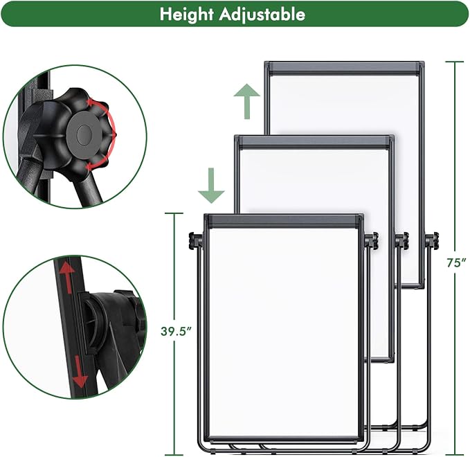 Stand White Board Magnetic 40 x 28 inches Dry Erase Board Double Sided Height - Image 2