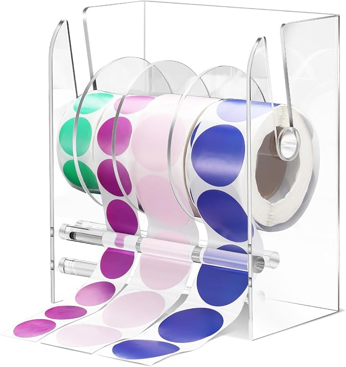 Qilery Adjustable Label Dispenser Acrylic Roll Sticker Dispenser Sticker Holder by Qilery