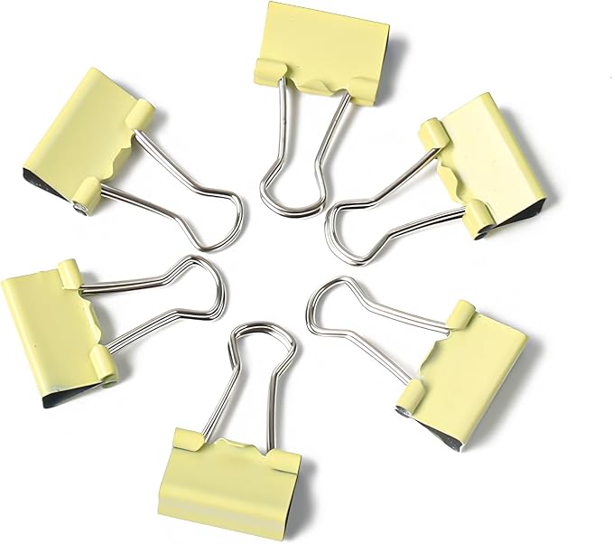 50 Pack Small Yellow Binder Clips 3/4 Inch, Colored Little Paper Clamps - Image 3