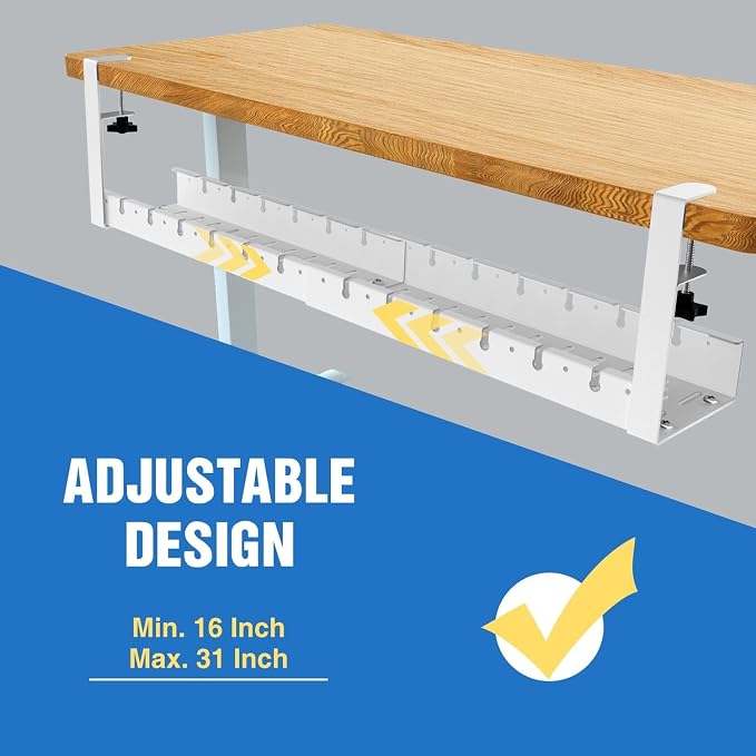 No Drilling Extendable Under Desk Cable Management, Metal Cable Management Tray - Image 2