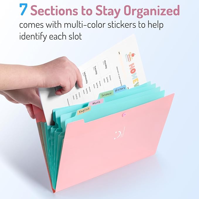 Forvencer Accordion File Organizer, Letter Size, 7 Pocket Expanding File Folder - Image 2