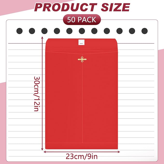 Geyee 50 Pcs 9 x 12 Inch Clasp Envelopes Letter Size Mailing Envelopes - Image 2