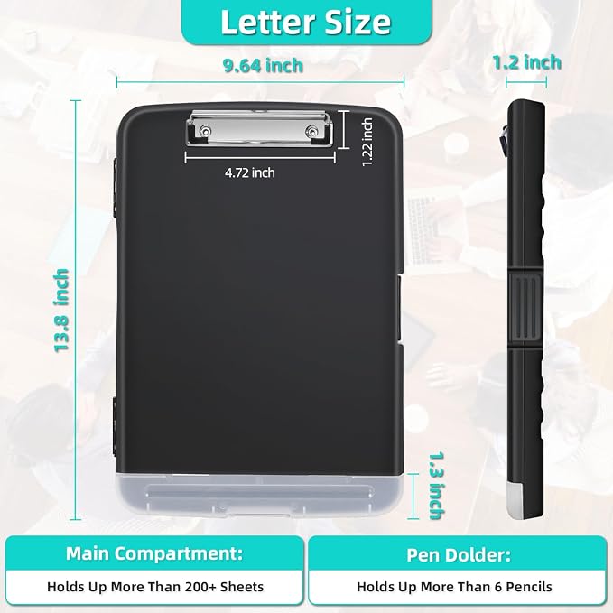 Sunnyclip Clipboard with Storage, Real Hinge Heavy Duty 8.5x11 Clipboards - Image 5