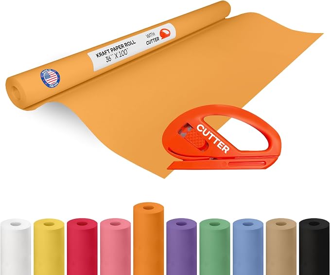 Orange Kraft Paper Roll 36" x 1200" by IDLPackaging