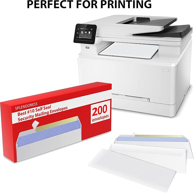 #10 Envelopes Letter Size Self Seal | 200 Business Mailing Security Peel and - Image 5