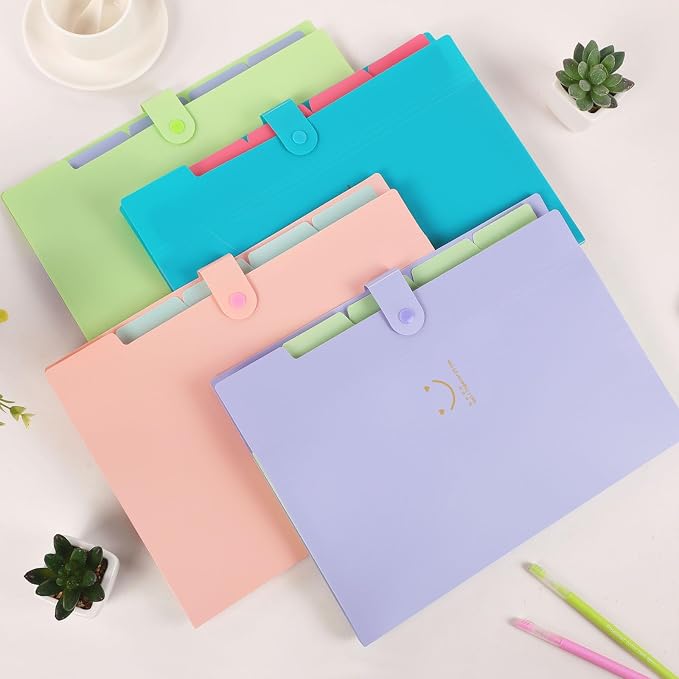 SKYDUE Expanding File Folder 5 Pockets, Skydue Letter A4 Paper Accordion - Image 4