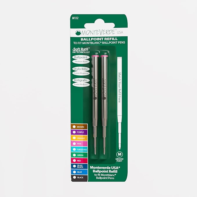 Monteverde USA Soft Ballpoint Refills to Fit Montblanc Pens, Medium Point Pink - Image 5