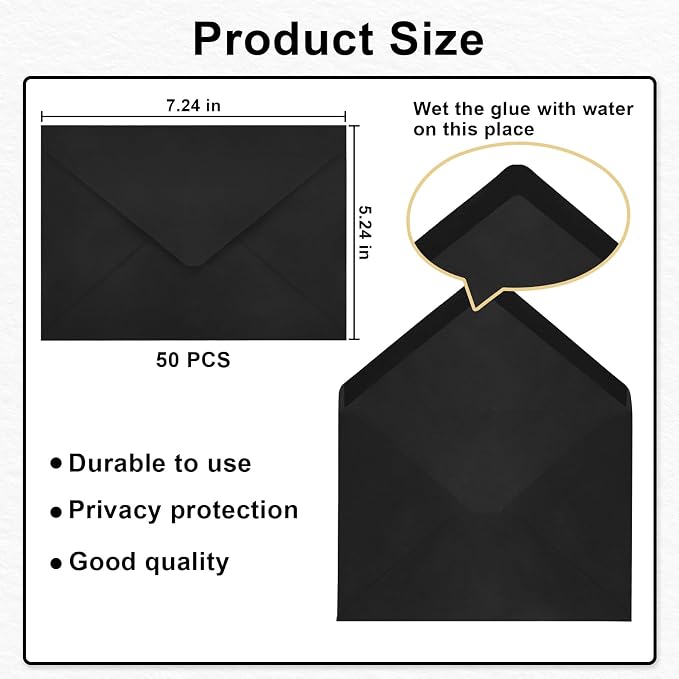 50 Pack A7 Envelopes, 5.24 x 7.24 in Envelopes - Image 3