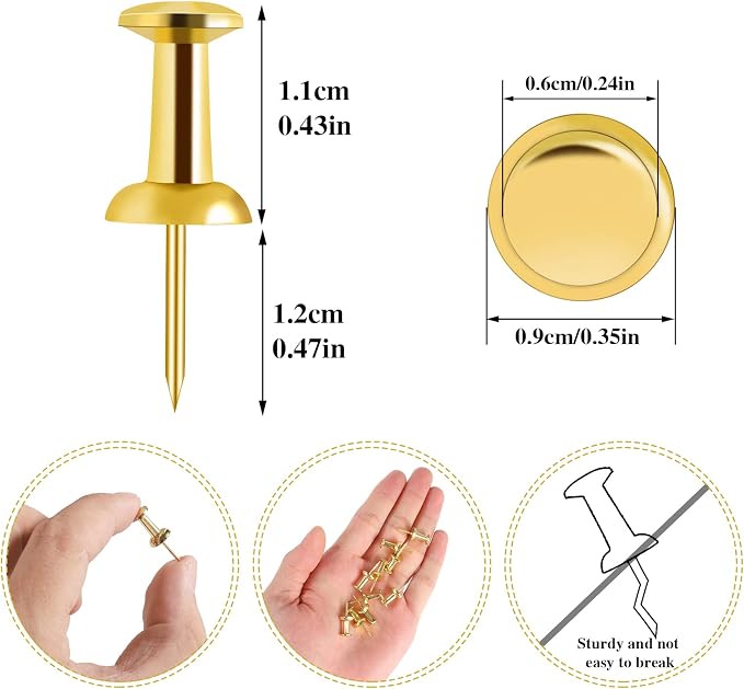 200 Count Gold Push Pins Thumb Tacks - Image 2