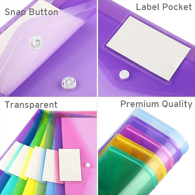 Sooez 20 Pack Folders Plastic Envelopes, Letter A4 Size Poly File Envelopes - Image 3