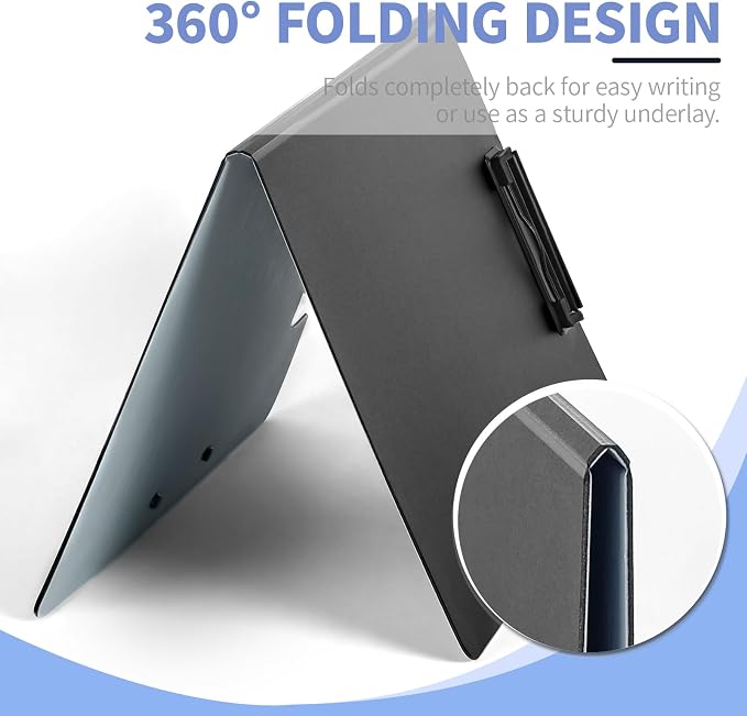 Clipboard Folder, with Dual Metal Clips, Embossed-Texture, Folding 360° Rotating - Image 3