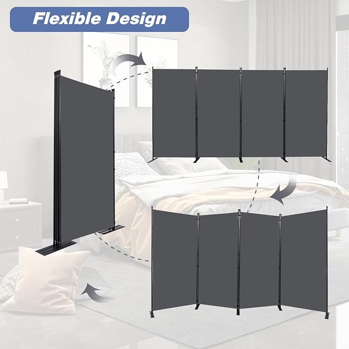 CHOSENM Room Divider, 4 Panel Folding Privacy Screens - Image 5