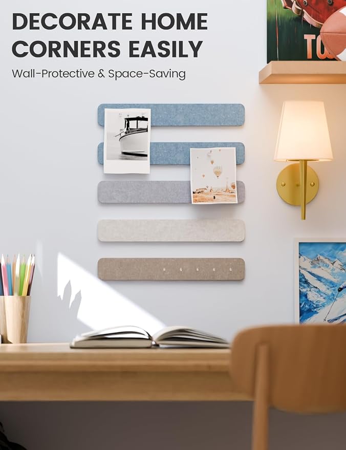 Fluxynara Cork Board Alternative Felt Strip Board 5-Pack 13"x2", Office Pin - Image 4