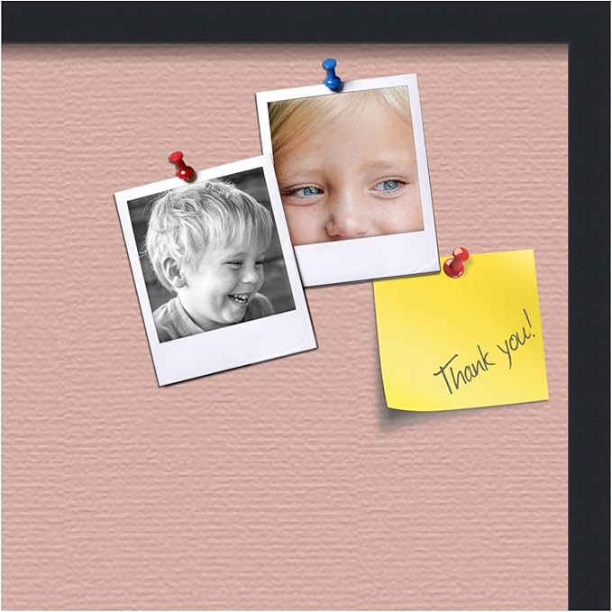 PinPix 24x24 Inch Cork Bulletin Board. This Decorative Framed Pin Board Comes with Pink Pastel Design and a Satin Black Frame. Ideal for Home Office Decor or Message Board (PinPix-1813)-DeskLoop Office