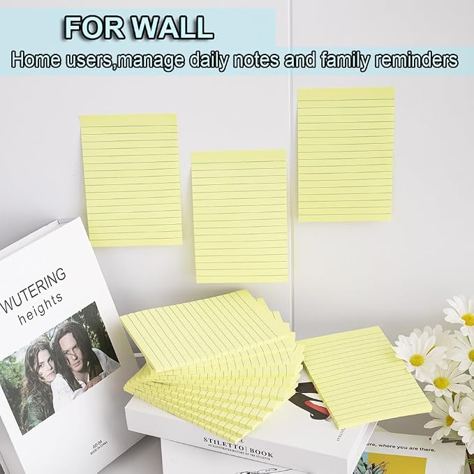 Lined Sticky Notes 4x6 in, Ruled Stickies Super Sticking Power, Office School - Image 8