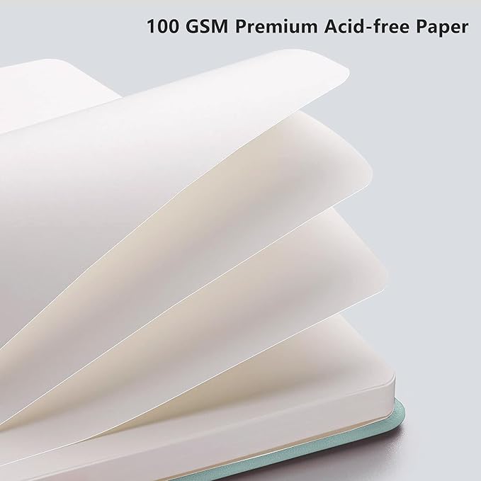 RETTACY Blank Journal Notebook, 192 Pages, A5 Medium Size (5.7'' x 8.3''), Leather Hardcover, 100 GSM Thick Paper, for Sketching, Drawing, Painting (Blue-gray)-DeskLoop Office