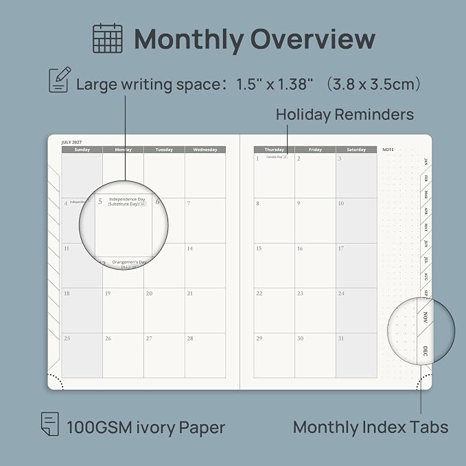 POPRUN 2027 Planner Weekly and Monthly, 6.5" x 8.75" Calendar, Jan 2027- Dec - Image 4