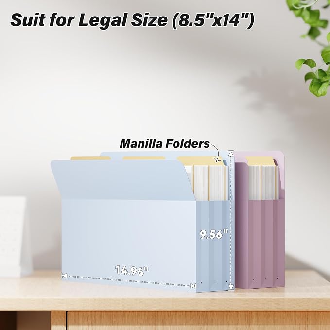 Ansook Leagl Size Expanding File Folders, 6 Pack 5.25" Accordion File Pockets - Image 3