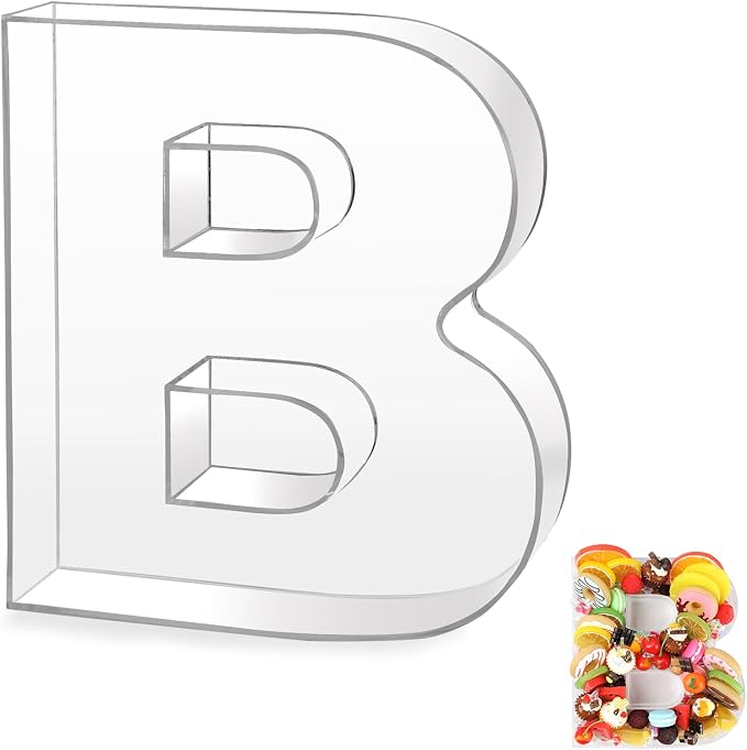 10" B Clear Acrylic Letter Charcuterie Board Box, Reusable Fillable Decorative by Esmorah