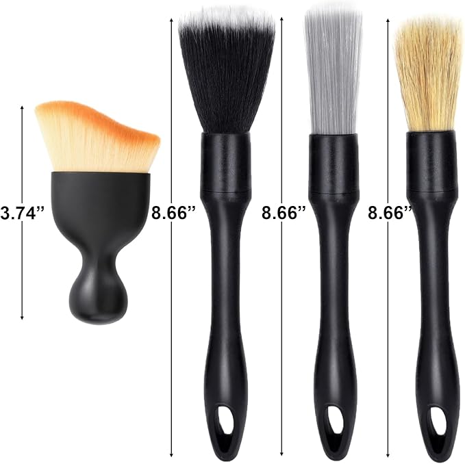 4 PCS Car Detailing Brush Set for Cleaning Interior or Exterior, Boars Bristle - Image 7