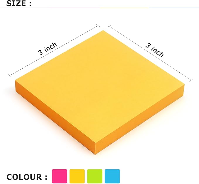 Sticky Notes 3x3 Self-Stick Notes Bright Colors Sticky Notes 4 Pads 100 - Image 4