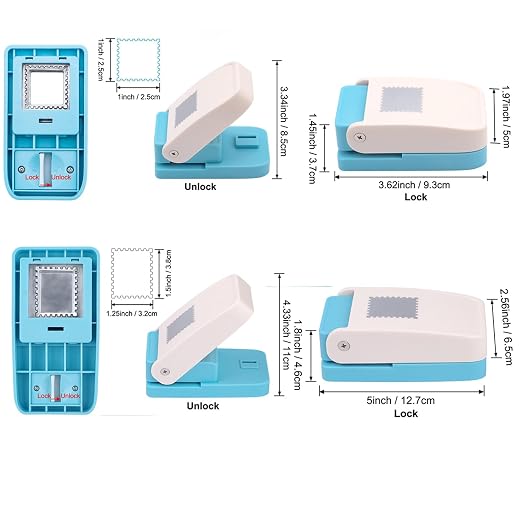 BAOFALI 2Pcs/Set Stamp Puncher 1.25x1.5 Inch & 1 Inch Square Postage Stamps - Image 2