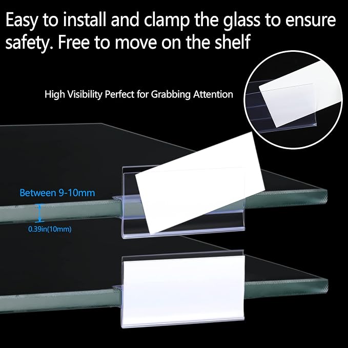 Glass Shelf Label Holders 40 pcs - Image 4