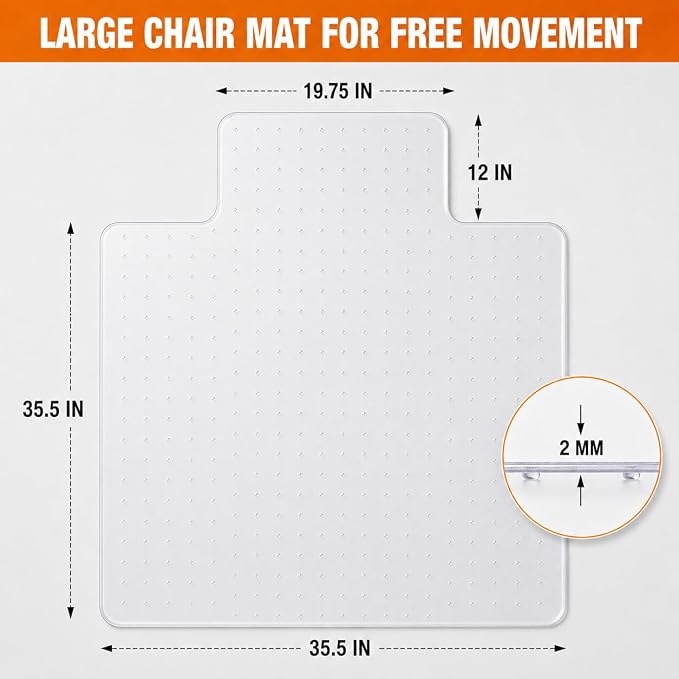 Chair Mat for Carpet- Low Pile Carpet Protector for Office Gaming Computer Desk - Image 2