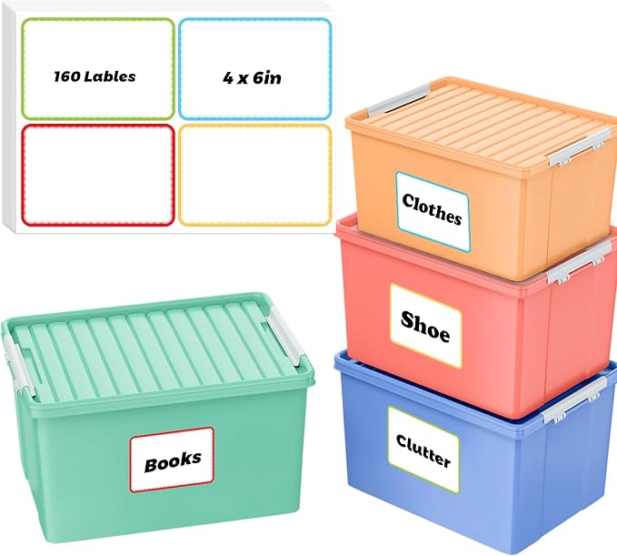 160 Pcs Labels for Storage Bins, 6 X 4 Inch Storage Bin Labels Moving Labels | by WSICSE