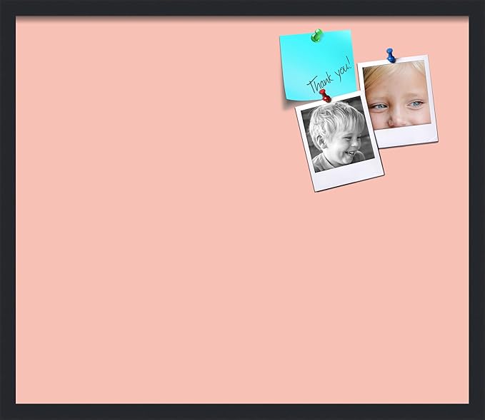 PinPix 28x24 Inch Cork Bulletin Board. This Decorative Framed Pin Board Comes with Pink Pastel Design and a Satin Black Frame. Ideal for Home Office Decor or Message Board (PinPix-1813)-DeskLoop Office