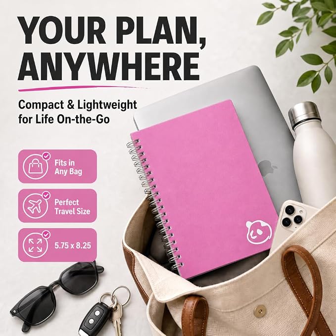 Panda Planner A5 Undated Daily Spiral Notebook 2026-2027, 5.75 x 8.25 Pink | - Image 6