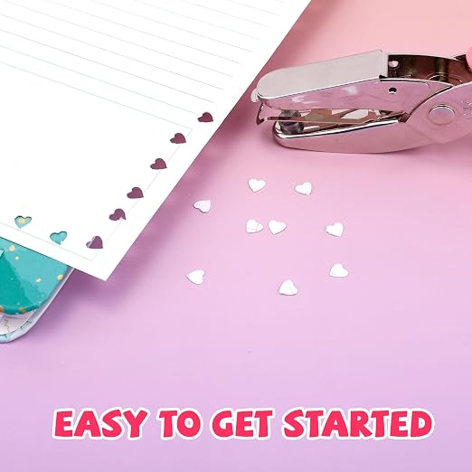 AIEX Heart-Shape Hole Punch, 5.5mm/0.22in Pink Handle Single Hole Paper Punchers - Image 6
