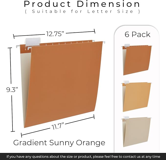 Y YOMA 6 Pack Gradient Hanging File Folders Letter Size Decorative Hanging - Image 5